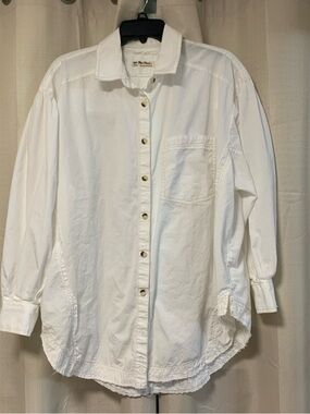We the Free size Medium White oversized Button-Down Shirt - Casual Long Sleeve